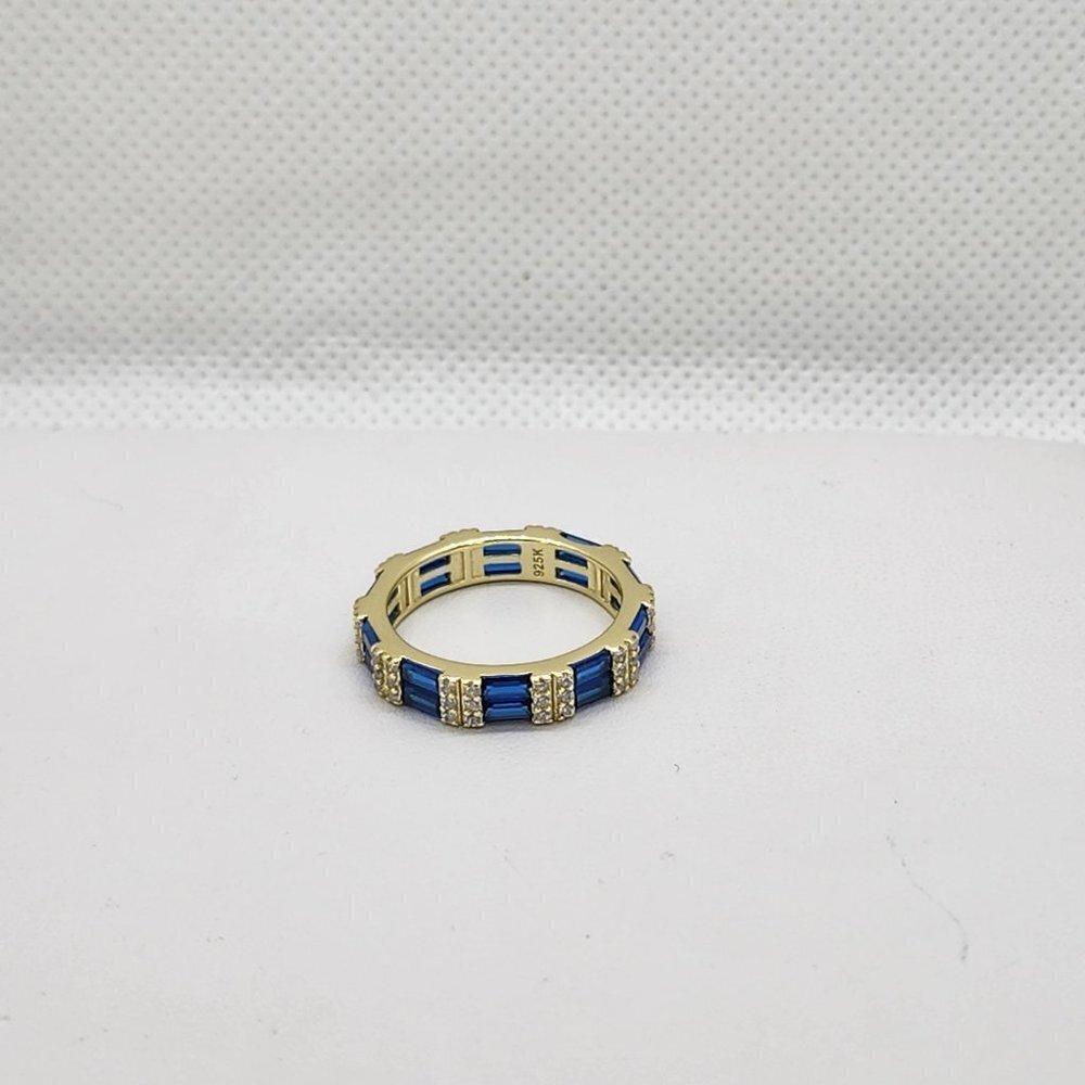 Brand New Sterling Silver 925 Blue Gemstone & CZ Ring - Picture 4 of 5